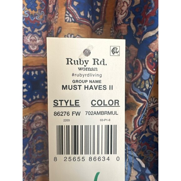 NWT Ruby Rd Women's 4X Sequin Neckline Sublimation Print Top Blouse 26.5"x28.5" - Picture 7 of 9